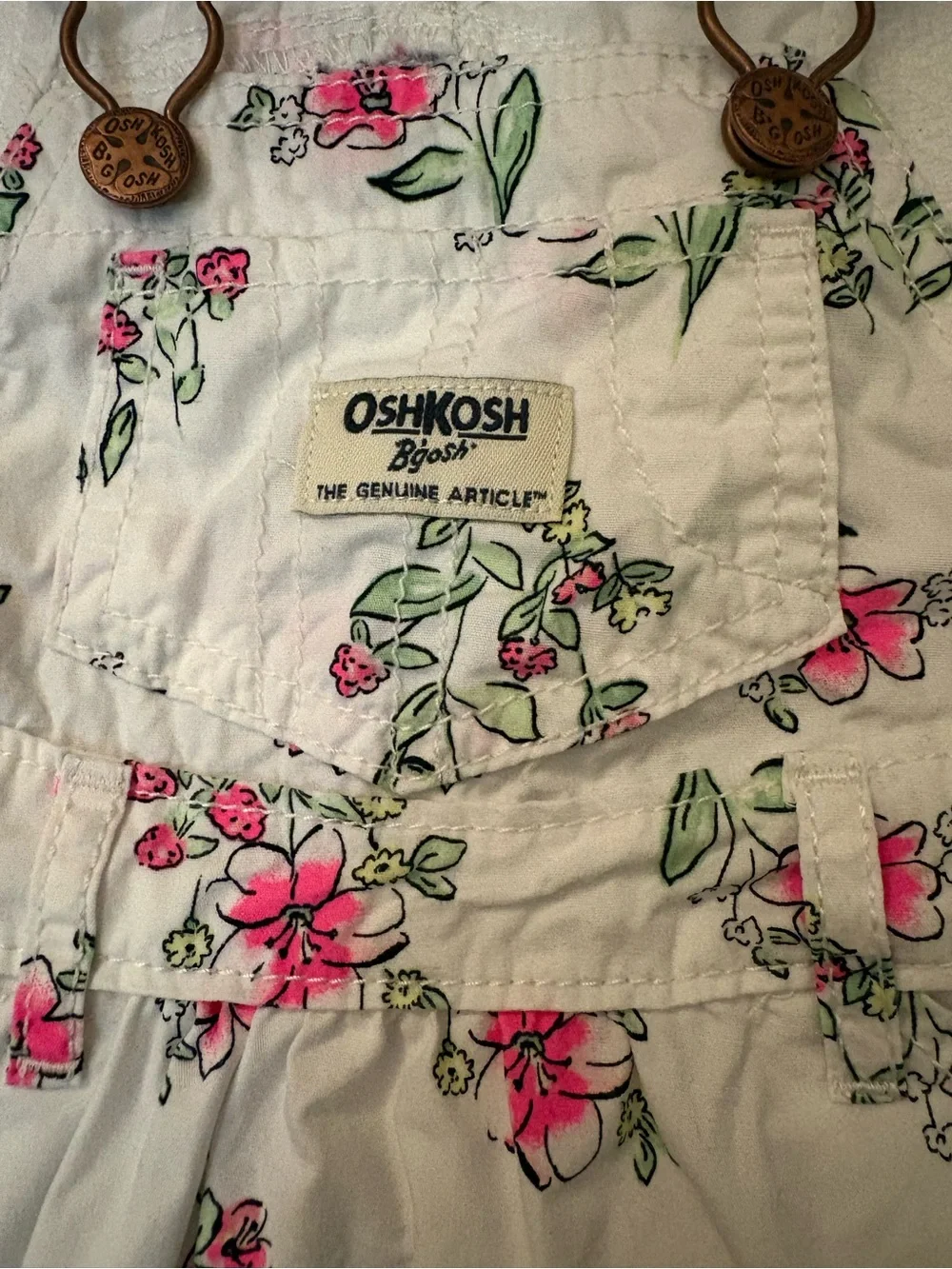 OshKosh B'gosh White Floral Pink Overall Dress